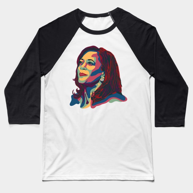 Kamala Harris Portrait Baseball T-Shirt by Slightly Unhinged